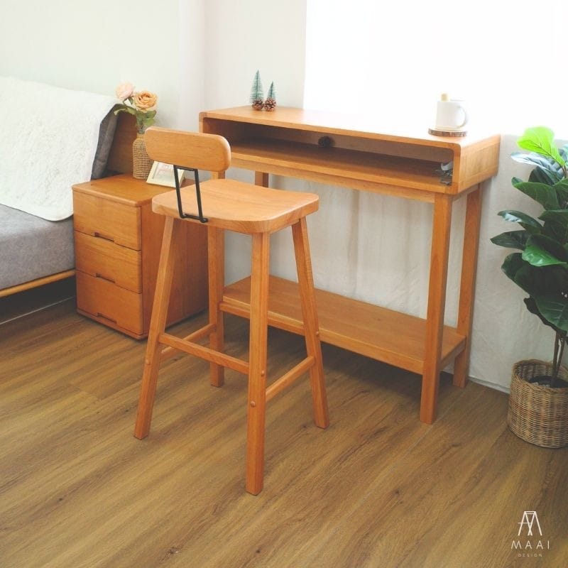 เก้าอี้บาร์ไม้ยางพารา MAAI DESIGN รุ่น REZU BAR STOOL 29'' สีโอ๊ค_9